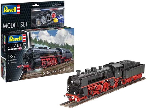 Revell kit modellismo locomotiva a vapore S3/6 BR18 1:87 treno-2