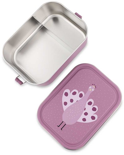 Trixie grande portapranzo - lunchbox Mrs. Peacock in acciaio inox per bambini-2