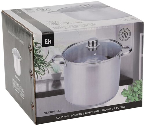 Excellent Houseware pentola acciaio inox con coperchio 9 litri argento-3
