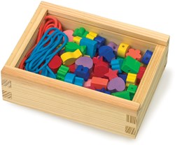 Small Foot gioco perline in legno - set perline colorate da infilare 84 pezzi