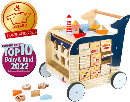 Small Foot carrello primi passi balena in legno - giocattolo attività per bambini-2