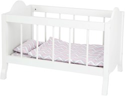 Small Foot letto per bambole in legno bianco con biancheria - giocattolo letto bambola