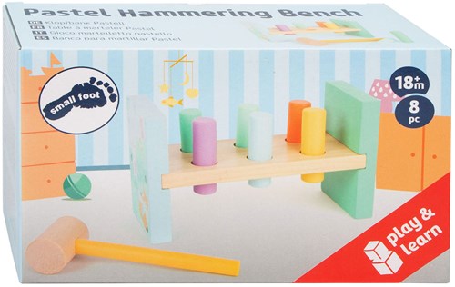 Small Foot panca martello in legno pastello - giocattolo educativo 8 pezzi