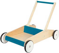 Small Foot carrello primi passi in legno blu petrolio - girello per bambini