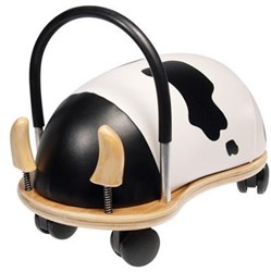 Wheelybug cavalcabile in legno mucca small - giocattolo per bambini