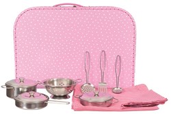 Egmont Toys Set di pentole in metallo in valigetta rosa 38x26x8 cm
