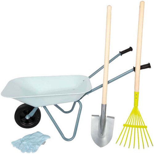 Small Foot set attrezzi da giardino con carriola per bambini giocattolo 5 pezzi-2