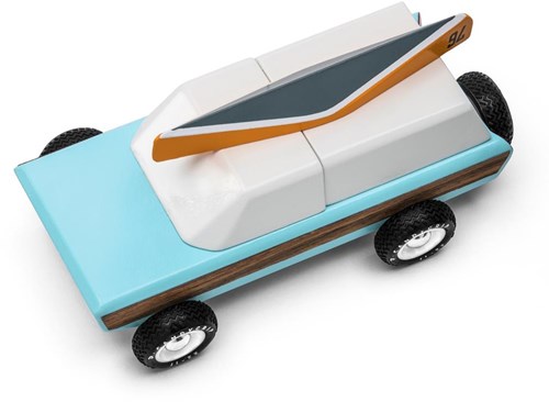 Candylab auto giocattolo in legno Pioneer con canoa - design classico-3