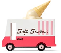 Candylab auto giocattolo in legno - Ice Cream Van rosa bianco - bus vintage