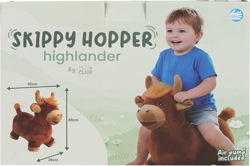 Mini Club mucca Highland saltellante peluche con pompa 60cm giocattolo-3