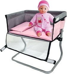 Tavolo per la cura delle bambole grigio rosa - mobile giocattolo 39x25x39cm