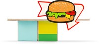 Candylab giocattolo in legno Burger Shack - chiosco snack mondo Candycar