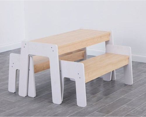 Cosy set tavolo e panche per bambini - mobili da gioco in legno-2