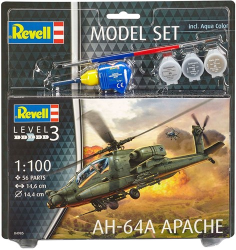 Revell kit modellismo elicottero AH-64A Apache con colori e colla