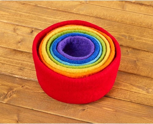 Cosy ciotole ad incastro arcobaleno in feltro set giocattolo - ciotole sensoriali colorate-2
