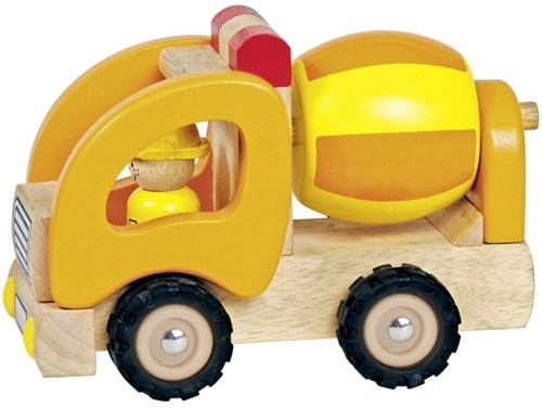Goki betoniera in legno veicolo da cantiere con ruote in gomma giallo-2