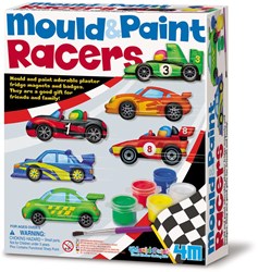4M Colare e Dipingere Auto da Corsa - Kit Creativo in Gesso