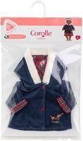 Corolle cappotto invernale per bambola - blu scuro, colletto in pelliccia, 36cm