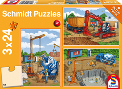Schmidt puzzle cantiere - 3 x 24 pezzi - giocattolo educativo