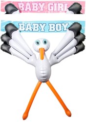 Folat cicogna gonfiabile decorazione finestra nascita bambino 75 cm