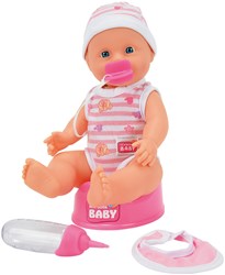 Bambola baby beve e fa la pipì con accessori plastica