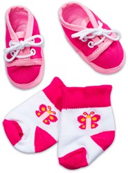 Calzini e scarpine set accessori bambola viola-rosa 38-43 cm