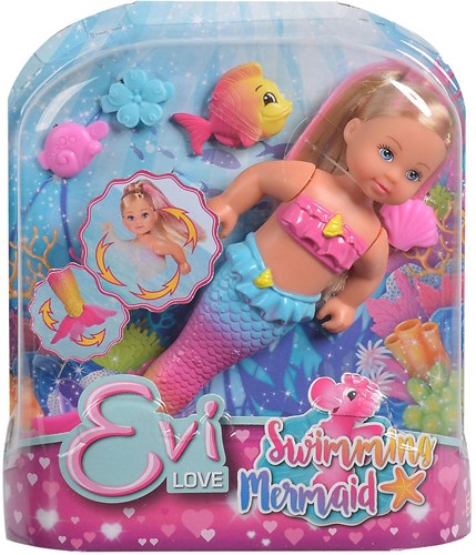 Bambola sirena Evi Love giocattolo da bagno nuotante con accessori