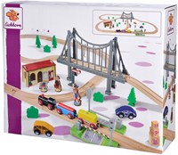 Eichhorn pista treno in legno set ponte FSC legno 55 pezzi-2
