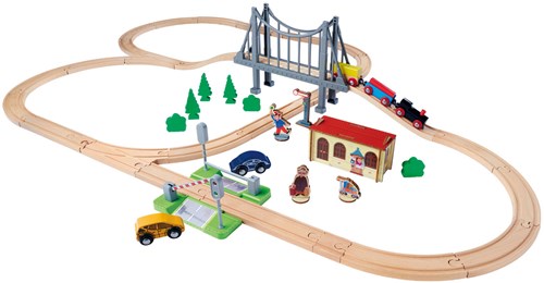 Eichhorn pista treno in legno set ponte FSC legno 55 pezzi
