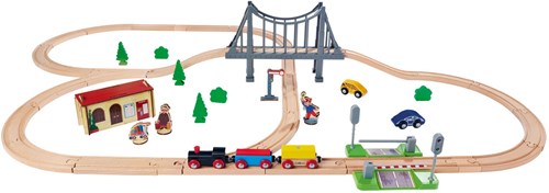 Eichhorn pista treno in legno set ponte FSC legno 55 pezzi-3