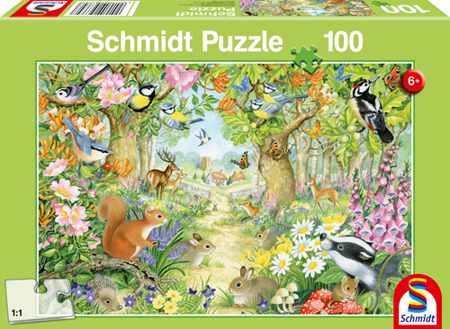 Schmidt puzzle animali foresta, 100 pezzi cartone bambini