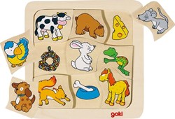 Goki Puzzle, who eats what? giocattolo per lo sviluppo delle abilità  motorie