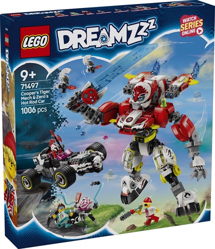 LEGO DREAMZzz 71497 Coopers Tijgermecha en Zero's Hot Rod Auto