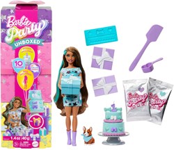 Mattel bambola Barbie set sorpresa compleanno animale con ciocche blu