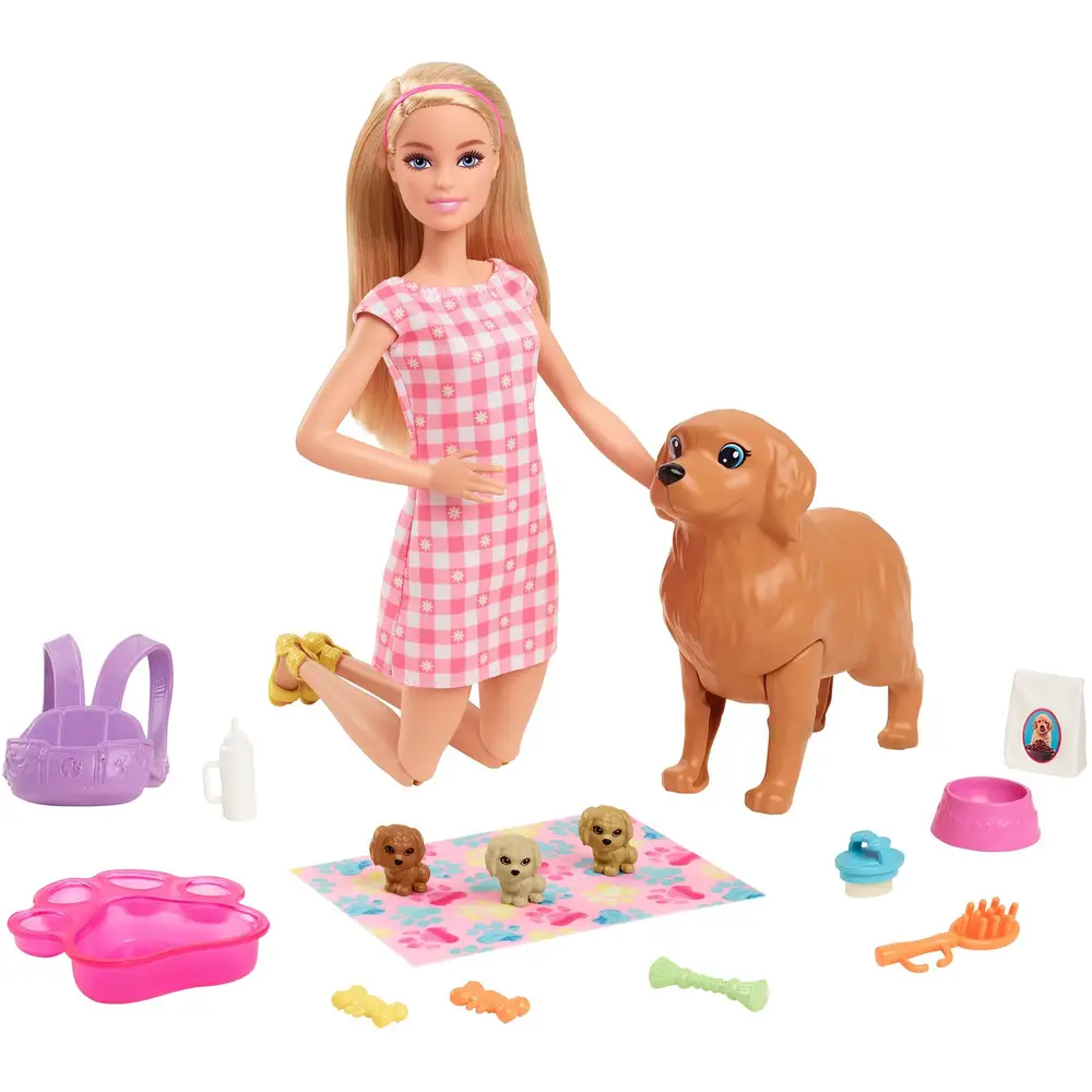 Mattel bambola Barbie con cane e cuccioli - Set di gioco con accessori