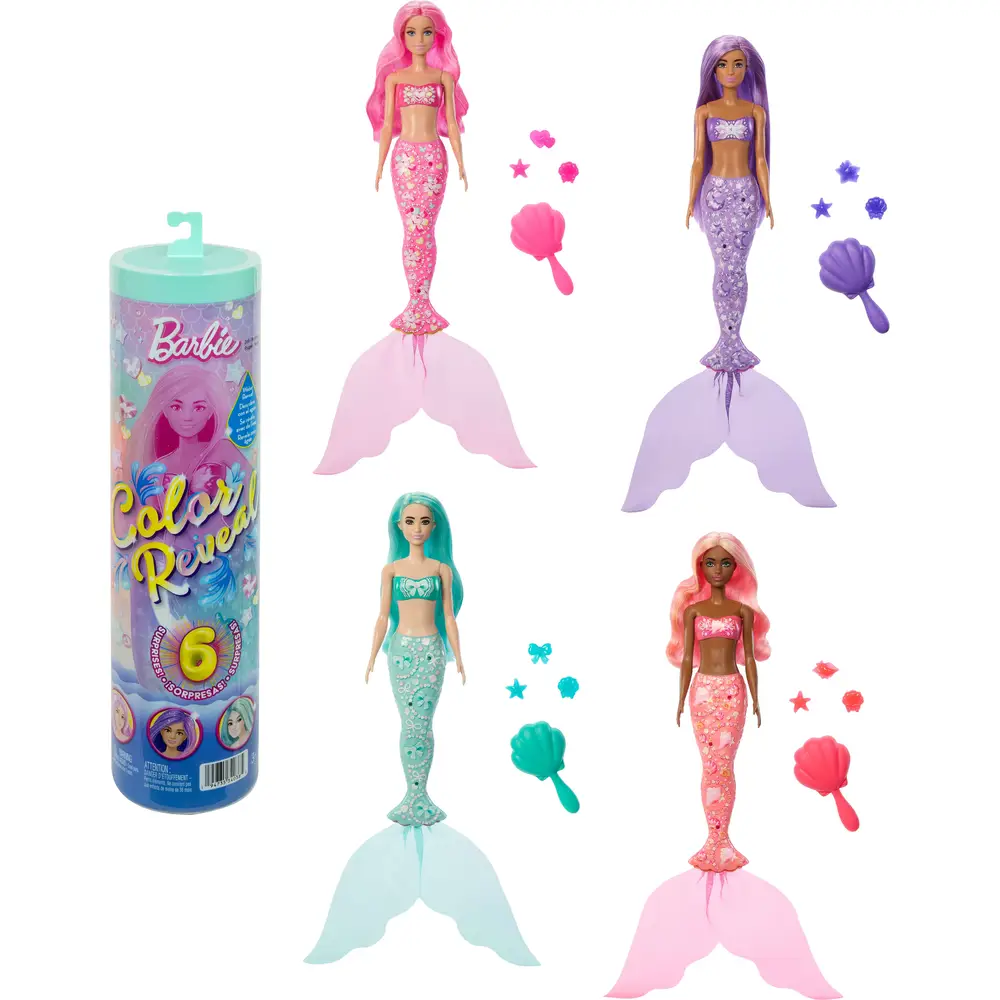 Bambola sirena Barbie - Color Reveal con accessori e 6 sorprese
