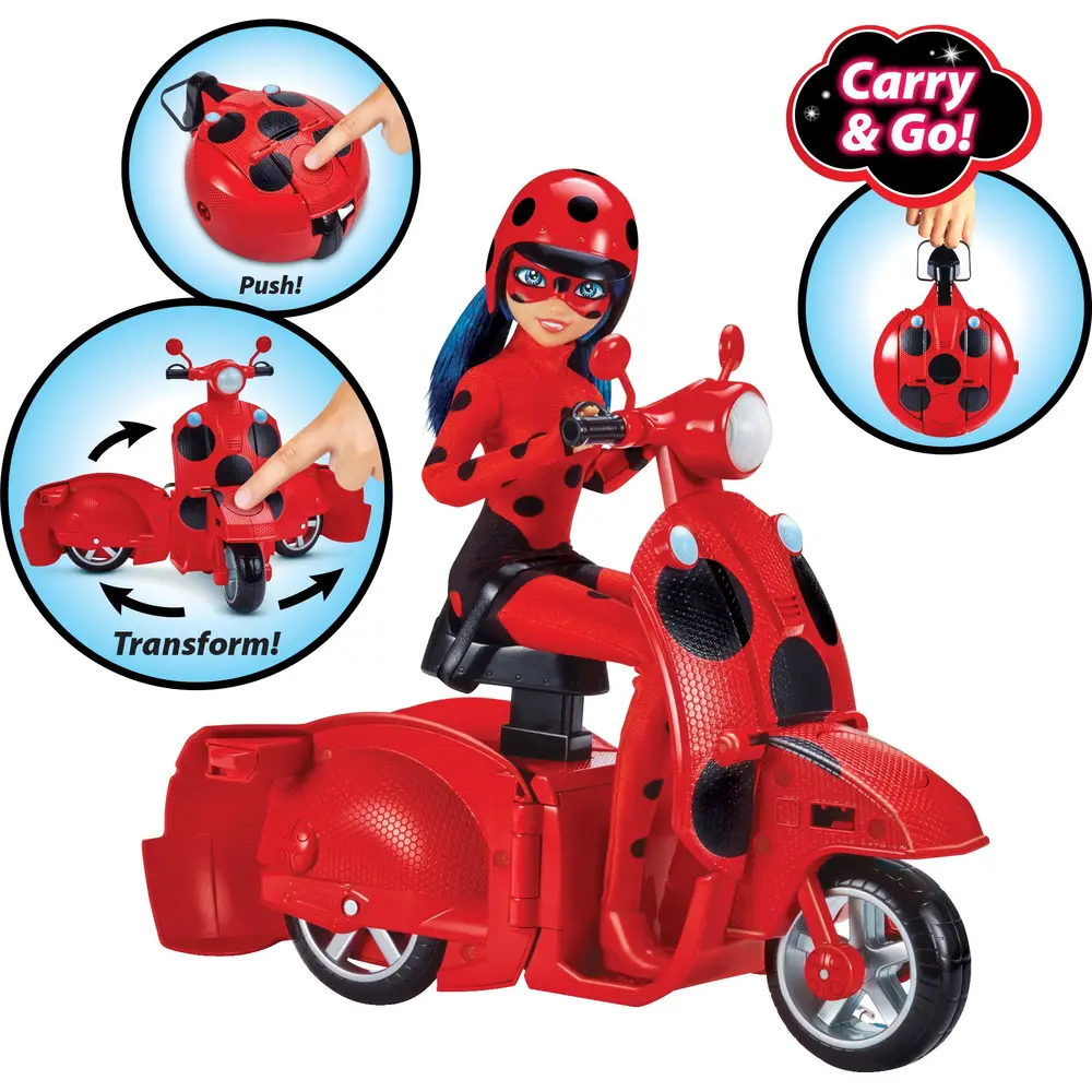 Bandai Miraculous Ladybug Set di gioco - Scooter con bambola 26 cm - Giocattolo per bambini