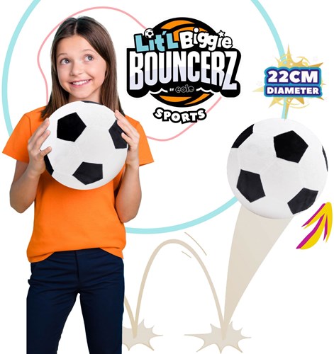 Biggie Bouncerz palla da calcio in peluche nera - palla giocattolo gonfiabile-2