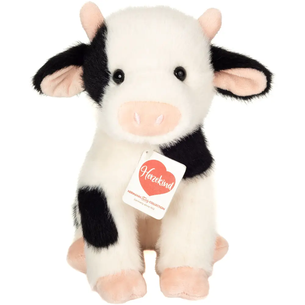 Hermann Teddy peluche mucca animale da fattoria bianco-nero 25 cm