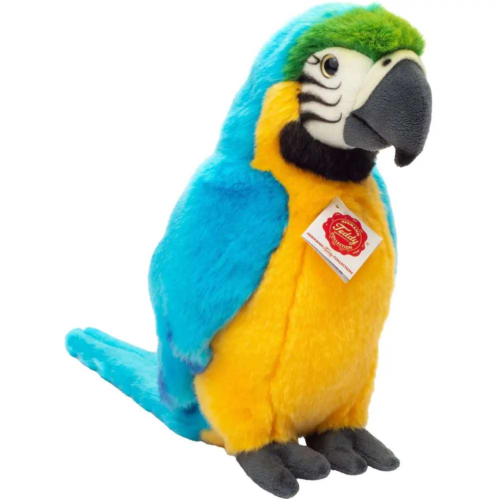 Hermann Teddy peluche pappagallo blu-giallo giocattolo 26 cm
