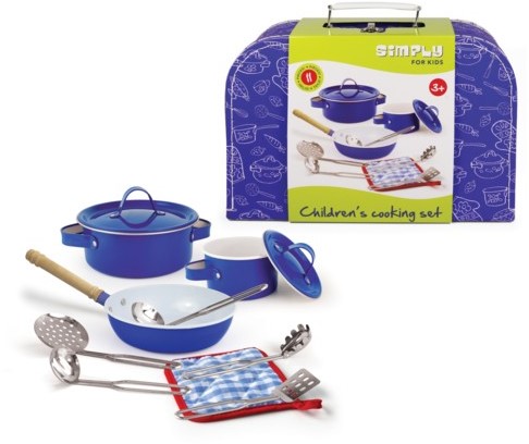 Set Simply Cooking blu metallo 8 pz. in valigia