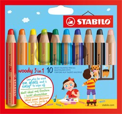 Stabilo Woody 3 in 1 astuccio matite colorate 10 colori - multitasking