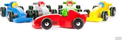 Bajo auto da corsa Formula 1 in legno rossa giocattolo sostenibile