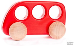 Bajo autobus in legno rosso - giocattolo sostenibile per bambini