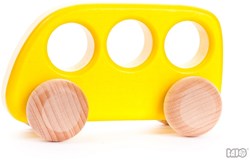 Bajo autobus in legno giallo - giocattolo sostenibile autobus per bambini