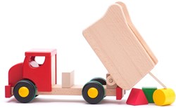 Bajo Camion Ribaltabile in Legno Giocattolo Educativo con Blocchi - 26 cm