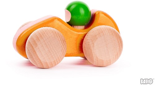 Bajo auto da corsa in legno - macchinina giocattolo arancione
