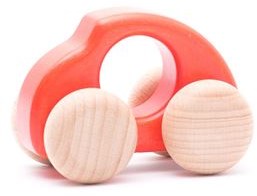 Bajo auto in legno Beetle rosso - classico giocattolo sostenibile
