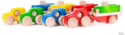 Bajo auto giocattolo in legno 4x4 con rimorchio e barca - verde-2