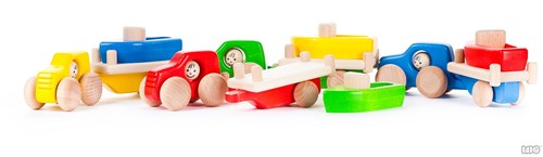 Bajo auto giocattolo in legno 4x4 con rimorchio e barca - verde-3